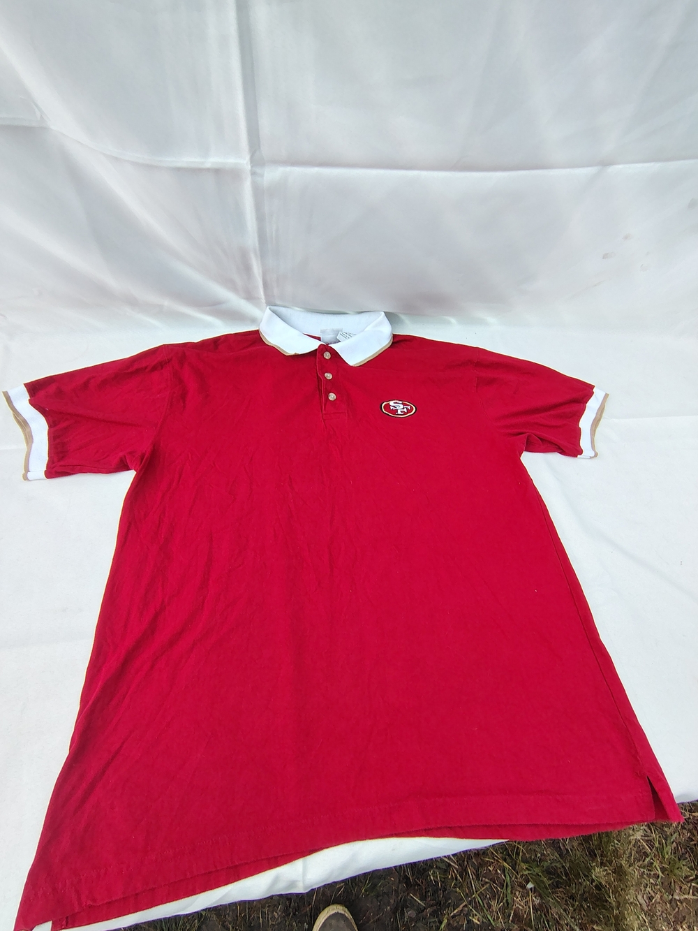 Men's Red The EDGE with White Contrast Collar and Sleeve Trim - Team Logo Detail